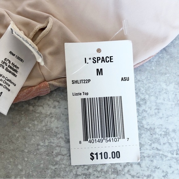 L Space Lizzie Top Bikini Set Shimmery Marble Swirl Pattern Size Medium - Picture 10 of 11